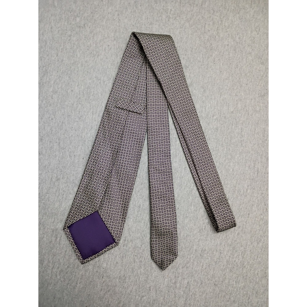 Ralph Lauren Purple Label Silk Tie Geometric Basketweave Made in England Purple - Picture 6 of 10